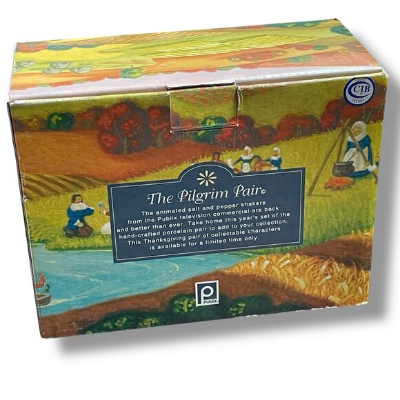 Publix Pilgrim Pair Thanksgiving Salt & Pepper Shakers Collectable Holiday 2004 - Picture 7 of 10